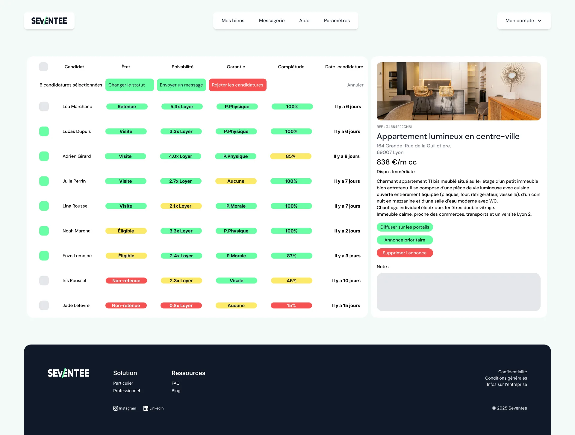 Gestion des annonces et des candidatures dans Seventee